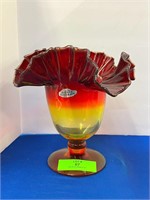 BLENKO Amberina Ruffle Vase 1960's