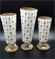 New 3 Patterned Metal Candle Holders