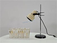 Adjustable Plastic Desk Lamp + Seahorse Glassware