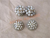Vintage clip on faux pearl earrings