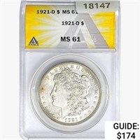 1921-D Morgan Silver Dollar ANACS MS61