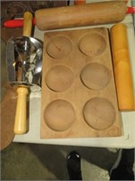 ROLLING PINS, PASTRY CUTTER, MISC