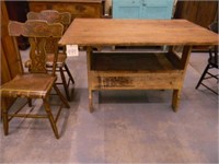 Early Painted Trestle Table (48x34x30) &