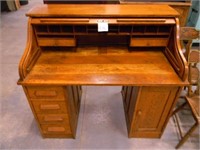 Oak S Roll Top Desk (48x30x44)