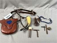 Leather Possibles Bag with Heart Design, and conte