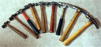 9 hammers - 4 ball peen, 5 claw of various sizes