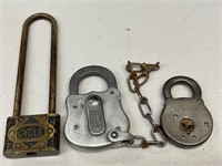 3 VINTAGE PADLOCKS