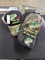 2- big mouth bass ball caps (display area)