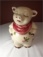 11" Shawnee Pottery Plum Smiley Pig Cookie Jar