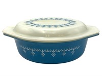 Vintage Pyrex Blue Snowflake Garland Casserole