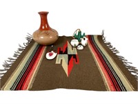 Native American Indian Mat & Pottery