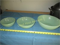 3pc Green Glass Mixing Bowl Set
