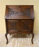 Louis XV Style Hoof Footed Slant Front Secretaire.