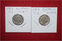 1913 Type I & Type II Buffalo Nickels