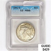 1941-D Walking Liberty Half Dollar ICG MS66