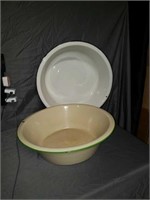 Estate lot of 2 enamelware large bowls