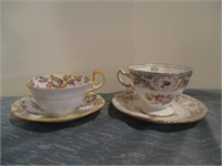 Dresden Sprays & Ansley England Tea Cups & Saucers