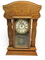 Antique Mantle Clock w/key WORKS 23"T x 15"W