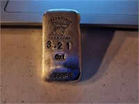 Patriots 3.21 ounce .999 hand poured silver bar