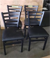 4 Metal Dining Chairs w/Upholstered Seats
