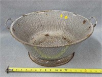 Large Enamel Bowl/ Planter l- Holes in Bottom