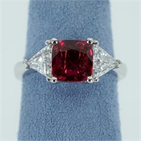 Ladies platinum ruby and diamond ring