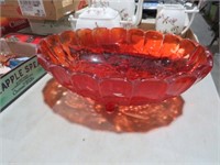 INDIANA GLASS RUBY RED FOOTED BOWL