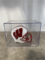 Wisconsin Badgers signed helmet with display case