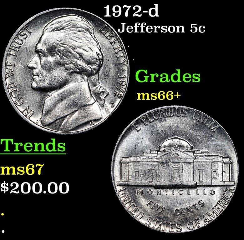 1972-d Jefferson Nickel 5c Grades GEM++ Unc