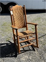 Primitive Rocking Chair with Woven Seat