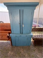 Blue Painted Step Back Cupboard