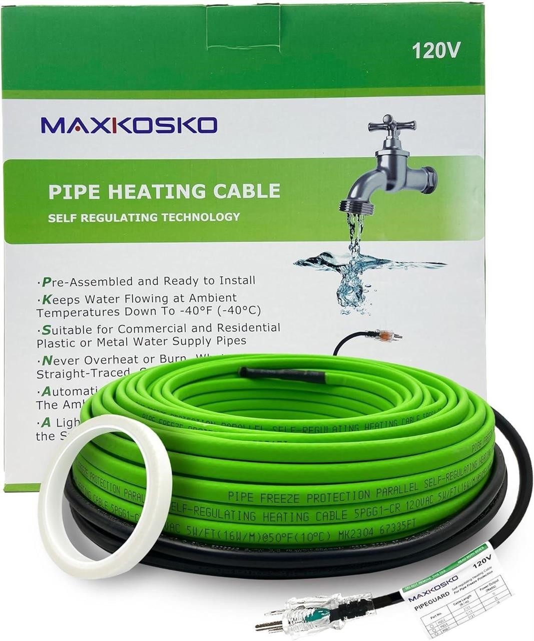 MAXKOSKO 7ft Pipe Heat Cable 120V