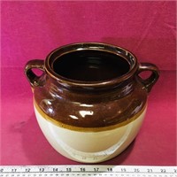 Large Pottery Bean Crock (Vintage)