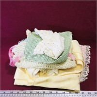 Lot Of Assorted Crochet Doilies & Linens