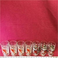 Lot Of 7 Assorted Christmas Glasses