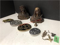 Belt buckles, small bell, busts
