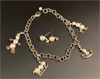 Vintage unique sterling bracelet and earrings