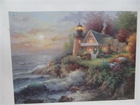 Unframed art, lighthouse & cottage