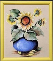 Sunflower Acrylic Painting Signed J Bruff