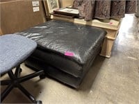 LARGE LEATHER OTTOMAN & OFFICE CHAIR