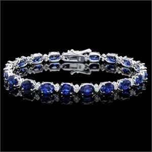 `14k Gold 15.00ct Sapphire & 0.50ct Diamond Bracel
