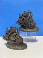 Metal Ship Bookends