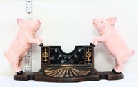 Cast iron pig business card holder