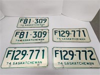 1974 Sask License Plates