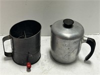 Vintage aluminum Coffee Pot With Vintage Flour