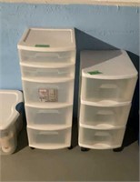 Two rolling storage drawers