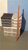 Three sets of storage drawers