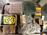 TRAY OF ASSTD AMMO, NRA PATCHES