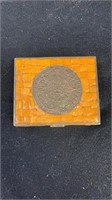 Aztec-motif box, 4" x 5" x 1"h.