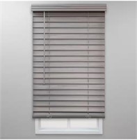 Gray Faux Wood Blinds with 2 in. Slats - 35 in. W